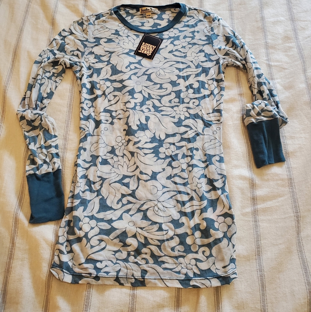 NWT Lucky Brand paisley long sleeve sheer top
